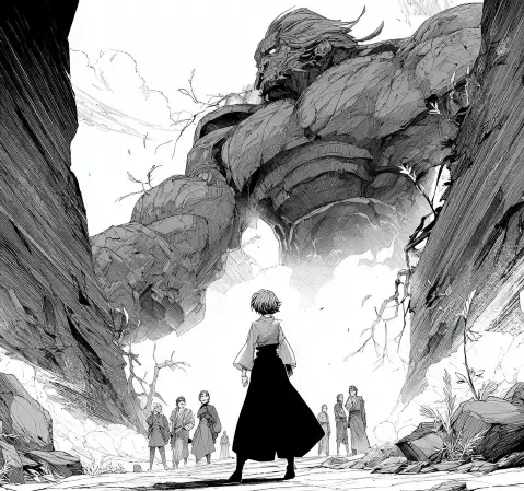 热血题材漫画的封面插画，展现主角与伙伴并肩而立的场景